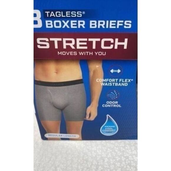 HANES 3 Small Tagless Boxer Briefs - Picture 2 of 6